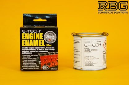 ORANGE Engine Enamel Paint Gloss E-TECH 250ml Heat Resistant for Car Motorbike