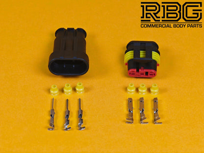 SuperSeal Connector Pair Assembly AMP 3 Way Female/Male Wiring Waterproof IP67