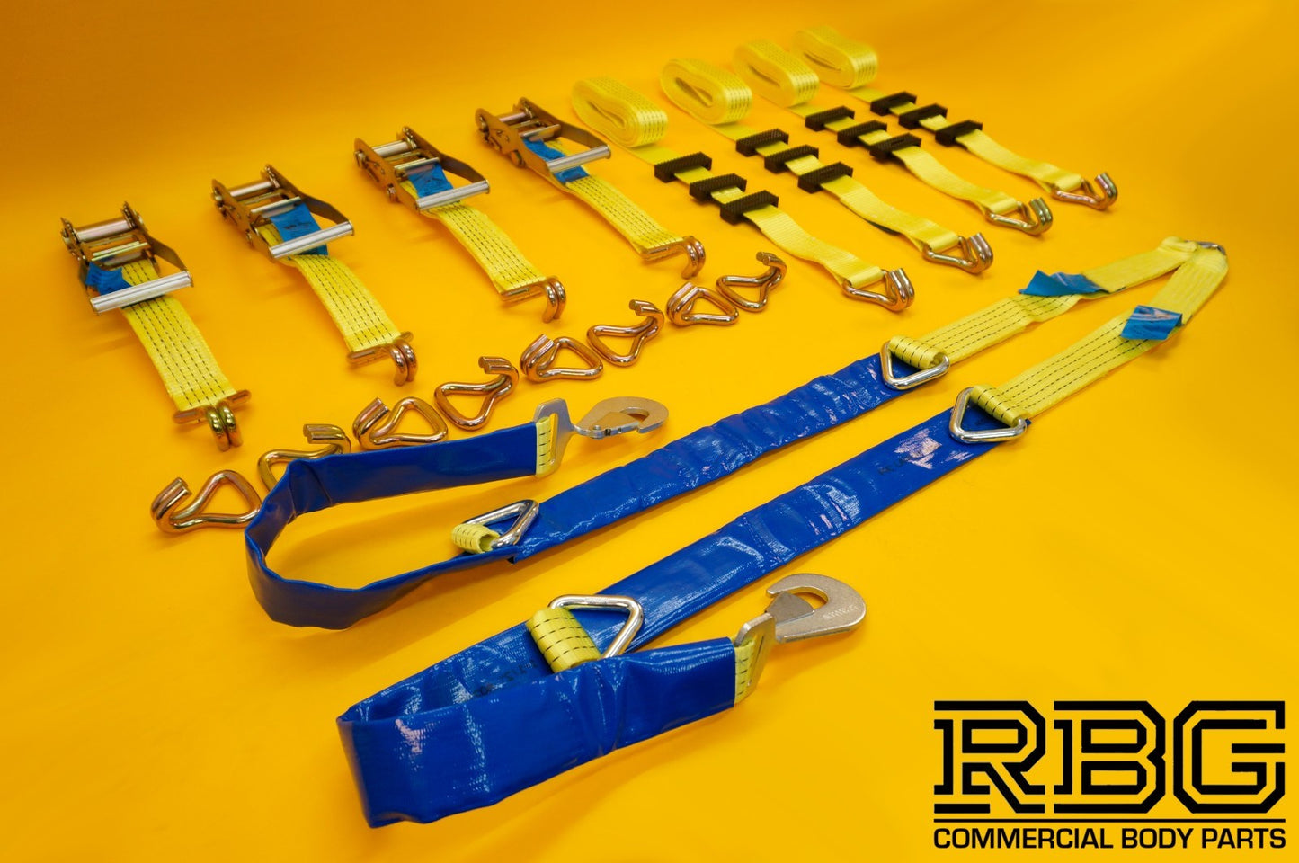 Tie Down Ratchet Strap Over Wheel 5T Recovery Full SET 4m x 50mm + Winch Strap