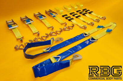 Tie Down Ratchet Strap Over Wheel 5T Recovery Full SET 4m x 50mm + Winch Strap