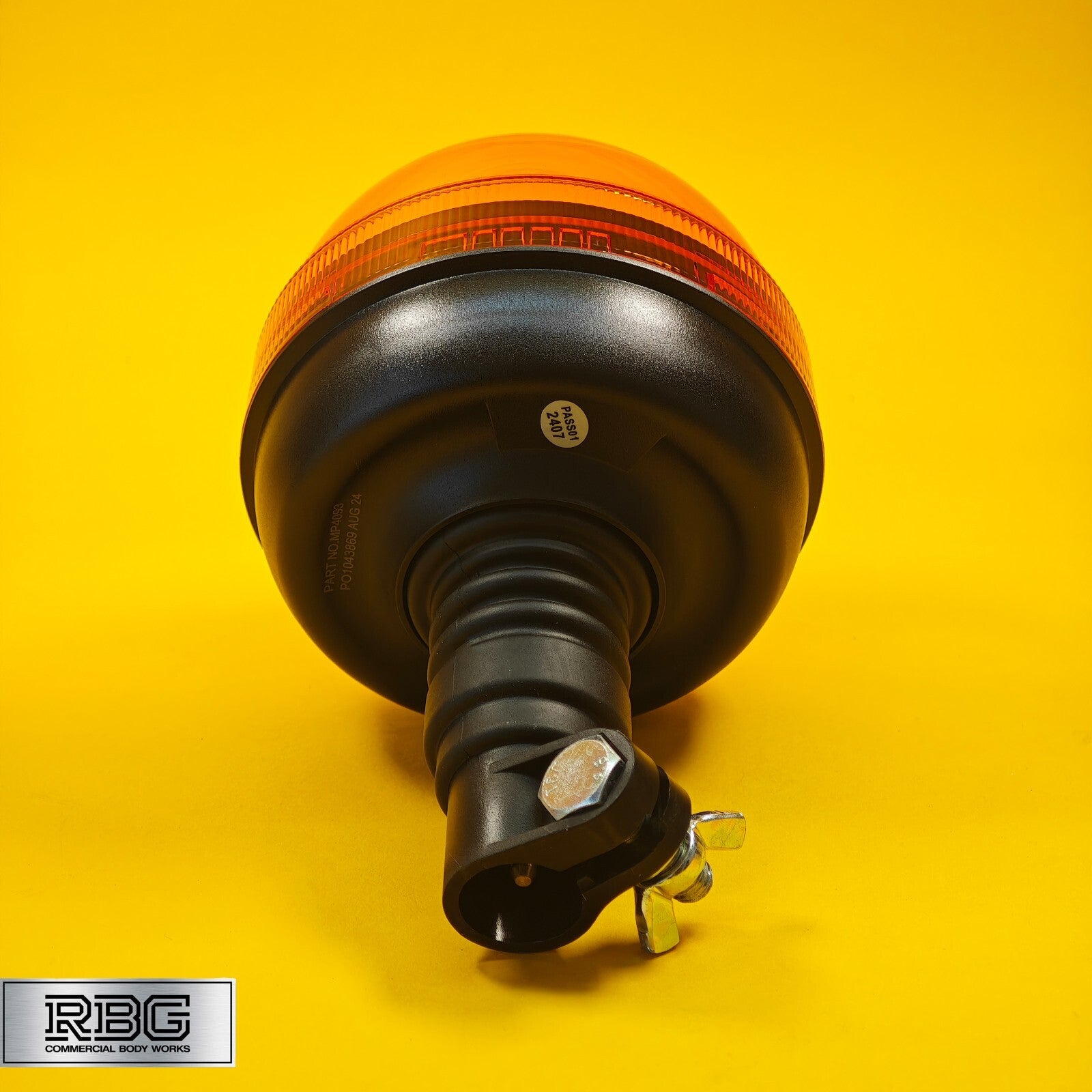 Warning Beacon Light Amber Flexi Din 40 LED Flashing Pole Mount Rotating 12/24V