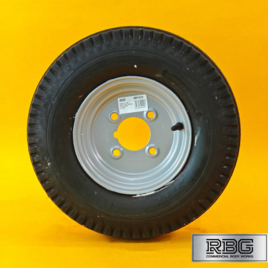 Wheel & Tyre 400x8 Inch for Trailers 4 Ply 4 Studs 4″ PCD Silver Diameter 8″ UK