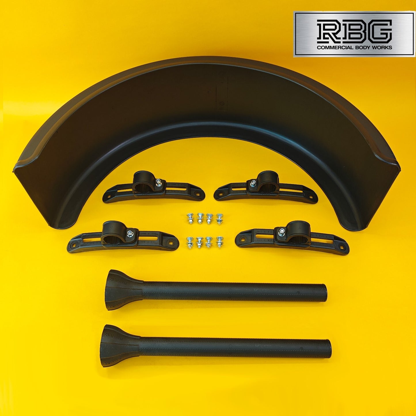 Single Wheel Round Mudguard + Brackets & Wing Stays 840x270mm Domar Truck