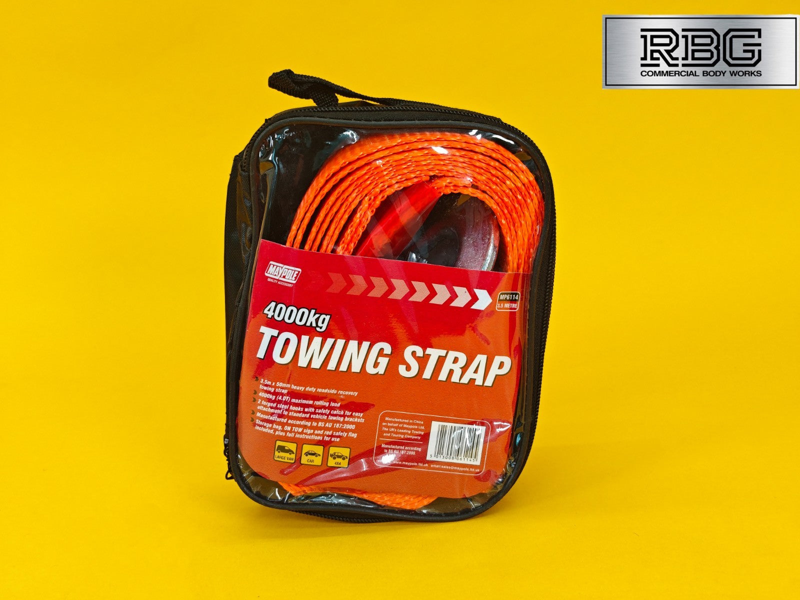 Recovery Towing Strap 4T Heavy Duty 2 Forged Steel Hooks Pull Rope 3.5m x 50mm