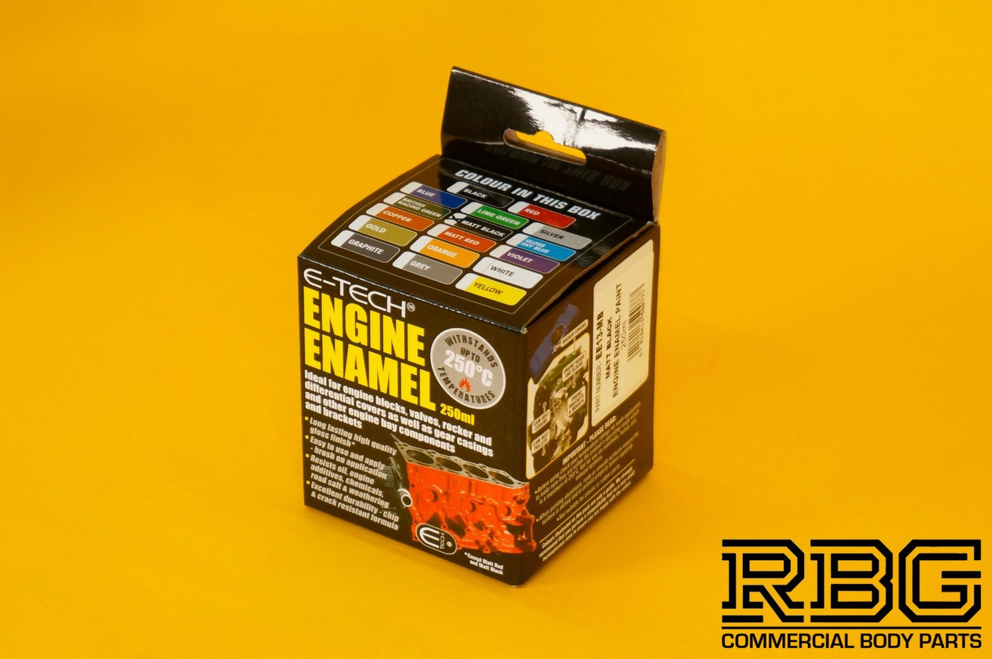 Engine Enamel Paint MATT BLACK E-TECH 250ml Heat Resistant for Car Motorbike