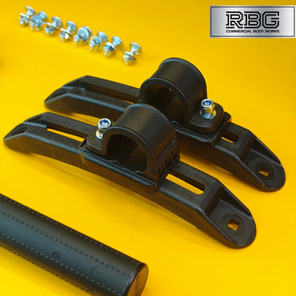Twin Wheel Round Mudguard + Brackets & Wing Stays 860X450mm Plastic Domar Trucks