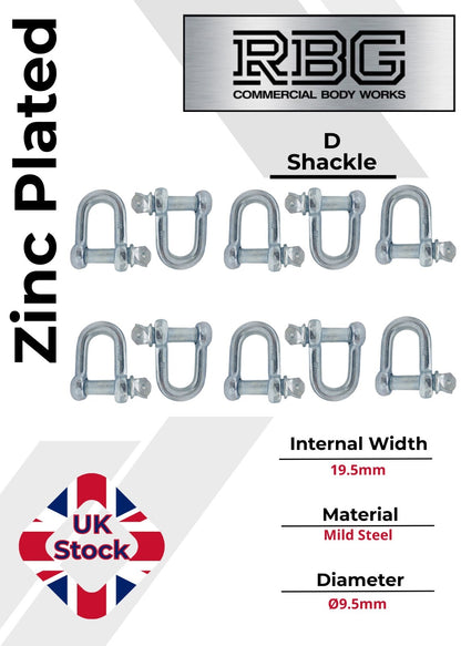 D Shackle Heavy Duty Hex Flush Pin Dee Shackle 19.5mm - 26mm Load Securing