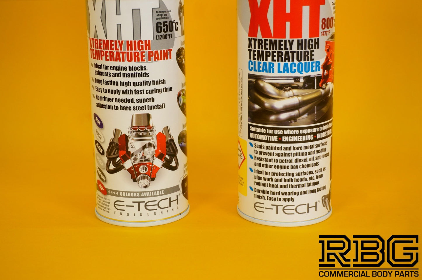 Extremely High Temperature Paint GRAPHITE + CLEAR COAT LACQUER 400ml E-TECH XHT
