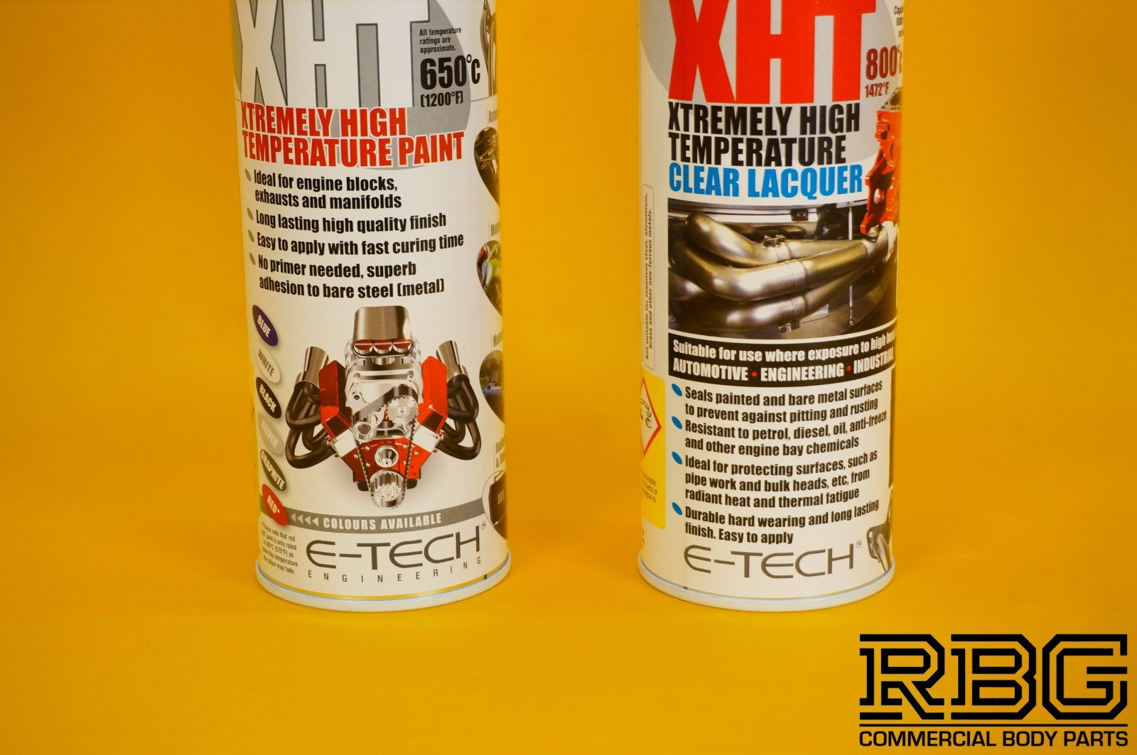 Extremely High Temperature Paint GRAPHITE + CLEAR COAT LACQUER 400ml E-TECH XHT