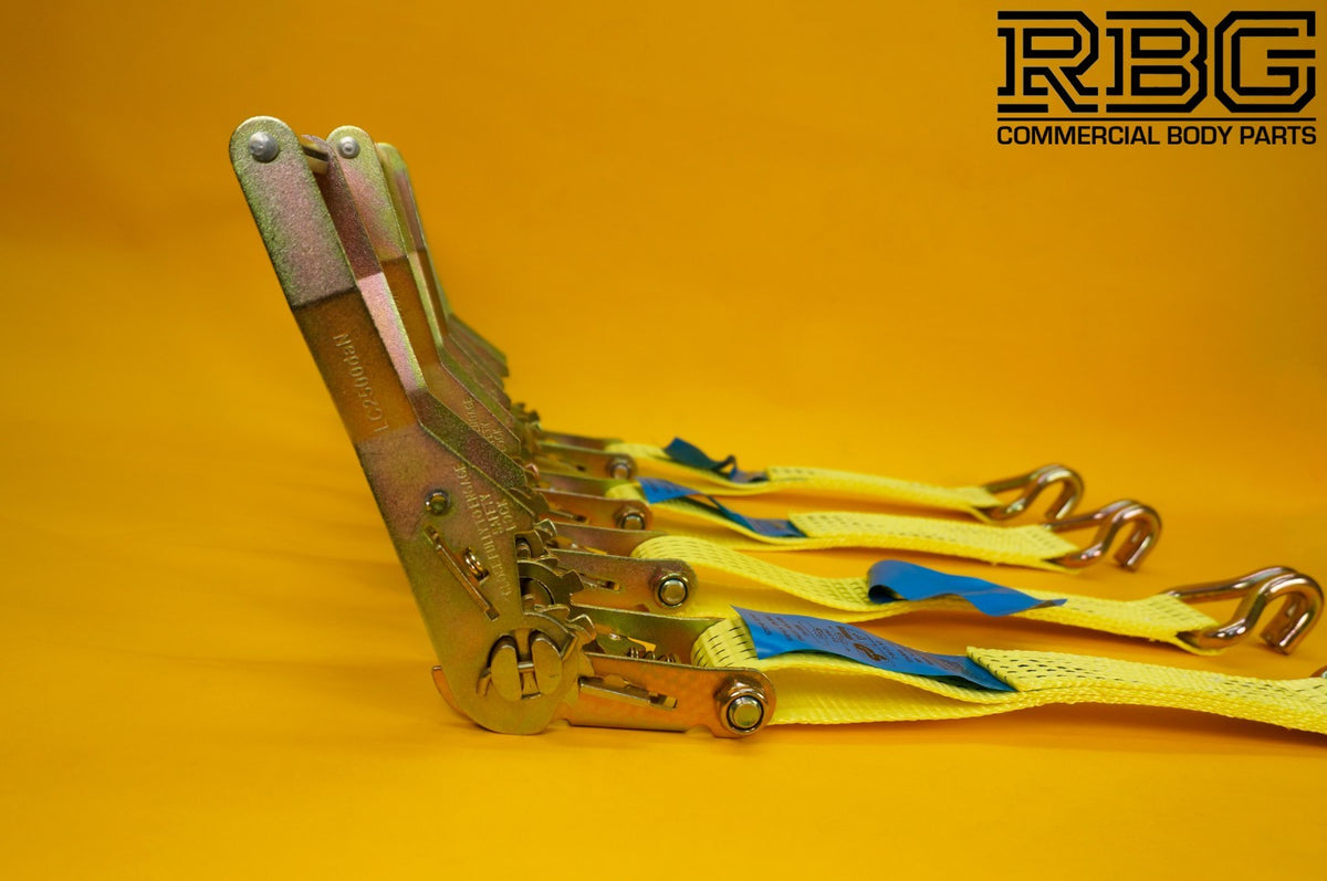 4x Tie Down Ratchet Strap 5T 4mx50mm Over Wheel + Axle Recovery Strap 1mx50mm