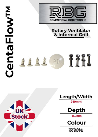 Centaflow™ Wind Driven Vent White Horsebox Classic Profile Rotary Van Roof Air