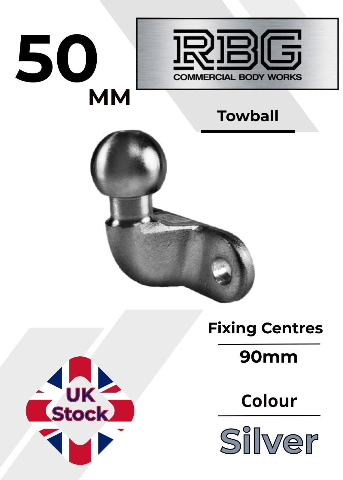 50mm Tow Ball Heavy Duty Standard Tow Hitch E approved 3.5t Gold/Black/Silver