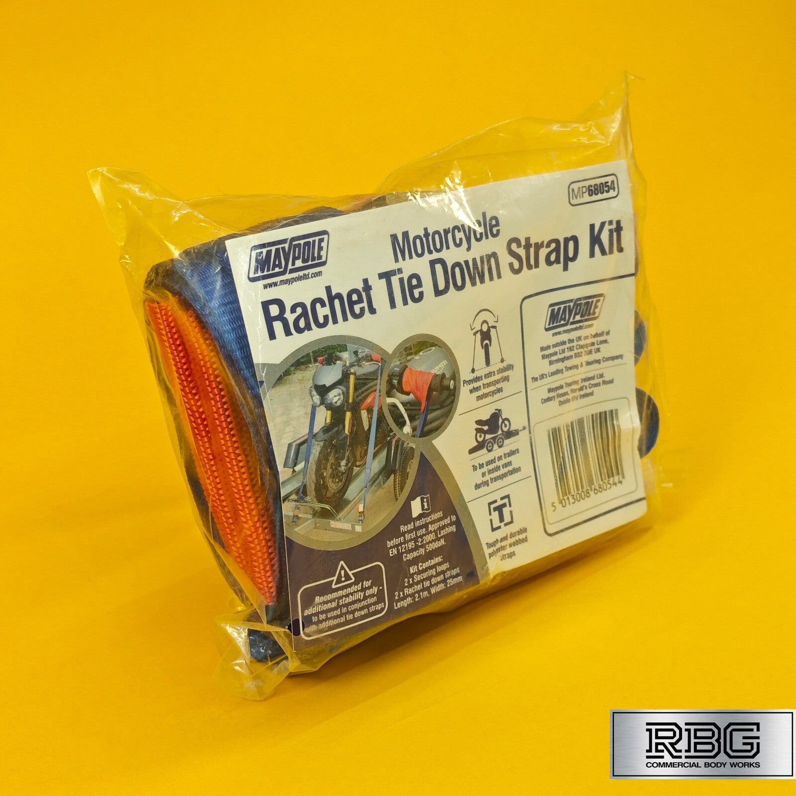 Strap Kit Motorcycle Ratchet Tie Down 25mm 2.1m Blue Trailer Handlebar Lashing