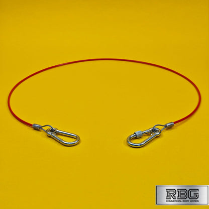 Breakaway Cable Red PVC 1m x 2mm for Trailer Caravan Carabiner Brake Cable UK