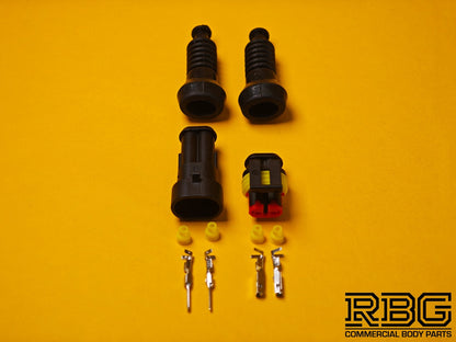SuperSeal Connector Kit Pair 2 Pin Female/Male With Protective Boots AMP Wiring