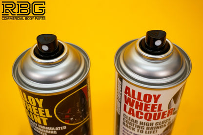 Alloy Wheel Paint MOTORSPORT BLACK + Clear Lacquer Spray Refurbishment Kit Car