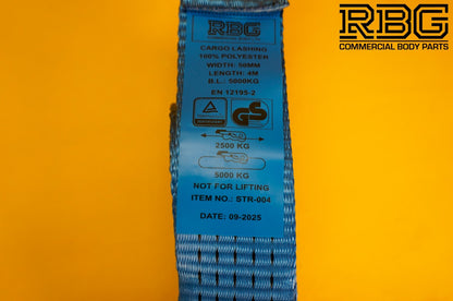 Axle Recovery Strap 1mx50mm + 4x Tie Down Ratchet Strap 4mx50mm 5Ton Lashing