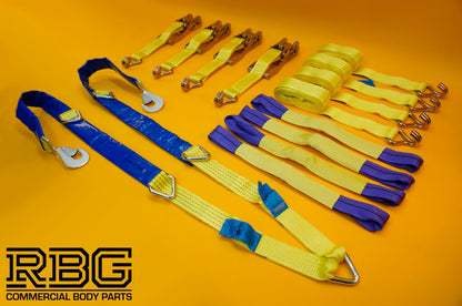 4x Recovery Ratchet Strap 4m x 50mm 5Ton + Winching Assistance Strap 1.5m x 50mm