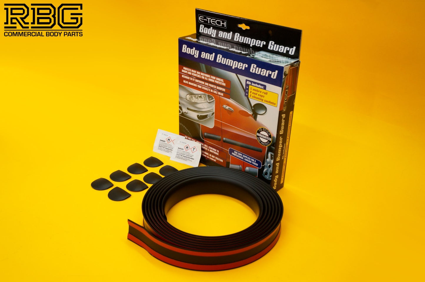 Body and Bumper Guard Kit 5m Black Rubber Moulding Strip + End Caps 47mm E-TECH