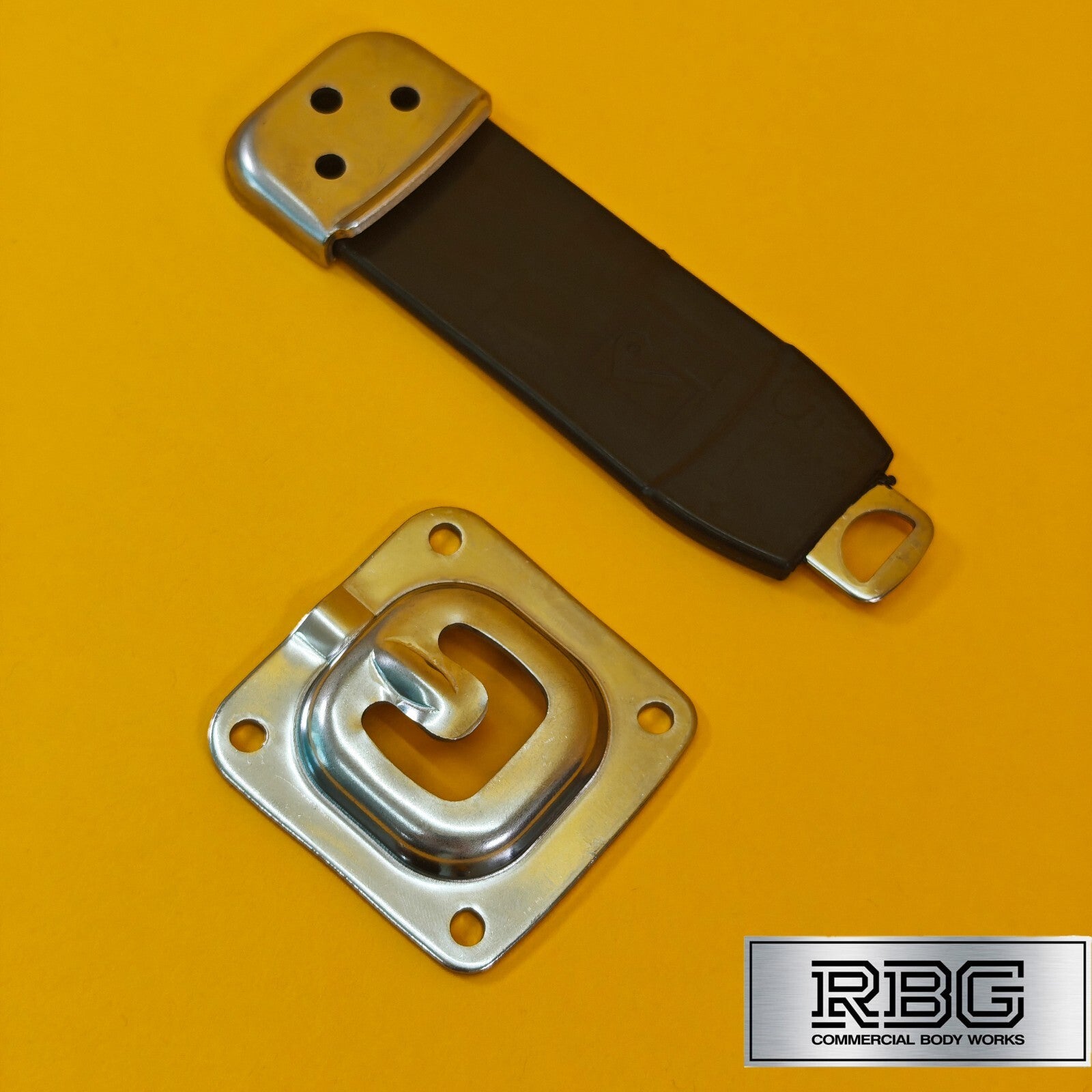 Truck Door Retainer Kit Rubber Flexible Strap SS Catch Plate & Bracket Trailer