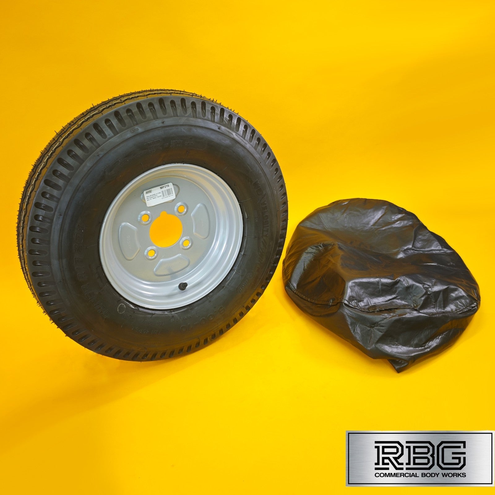 Wheel & Tyre + Cover 500x10 Inch for Trailers 4 Ply 4 Studs 4″ PCD Diameter 10″