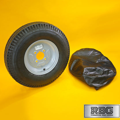 Wheel & Tyre + Cover 500x10 Inch for Trailers 4 Ply 4 Studs 4″ PCD Diameter 10″