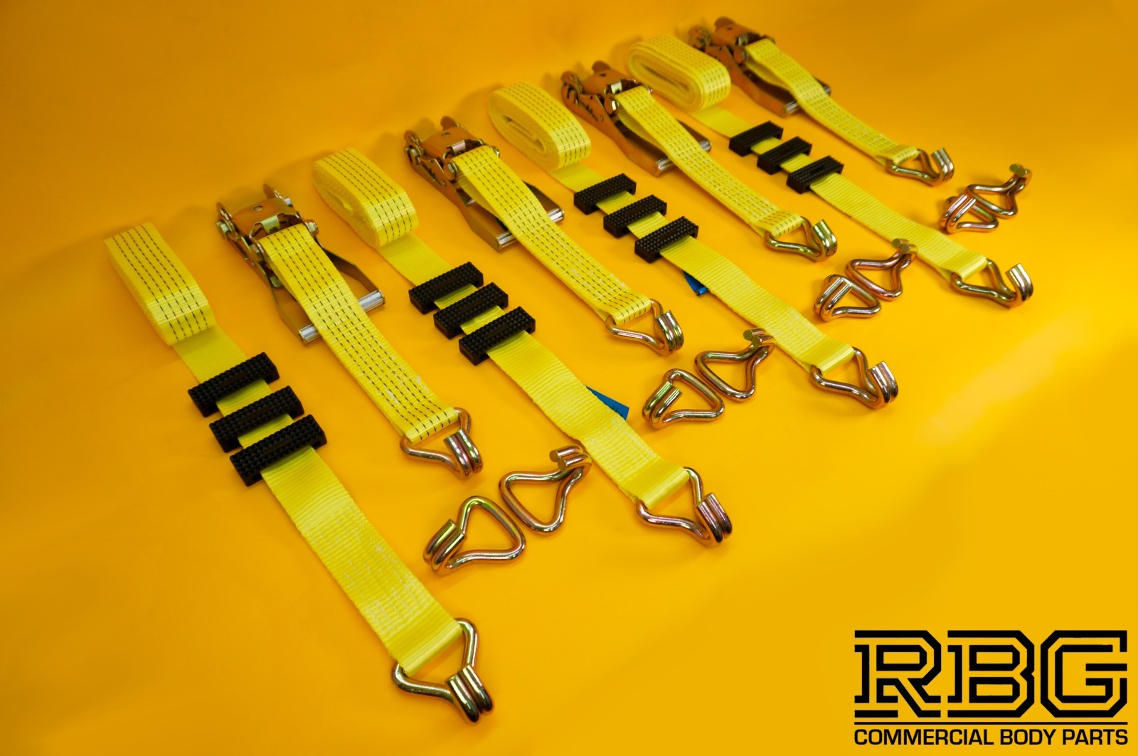 Tie Down Ratchet Strap 5Ton Over Wheel Recovery High-Visibility Yellow 4Pc SET