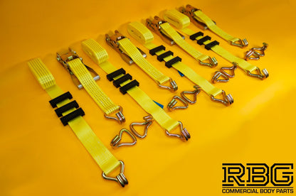 Tie Down Ratchet Strap 5Ton Over Wheel Recovery High-Visibility Yellow 4Pc SET