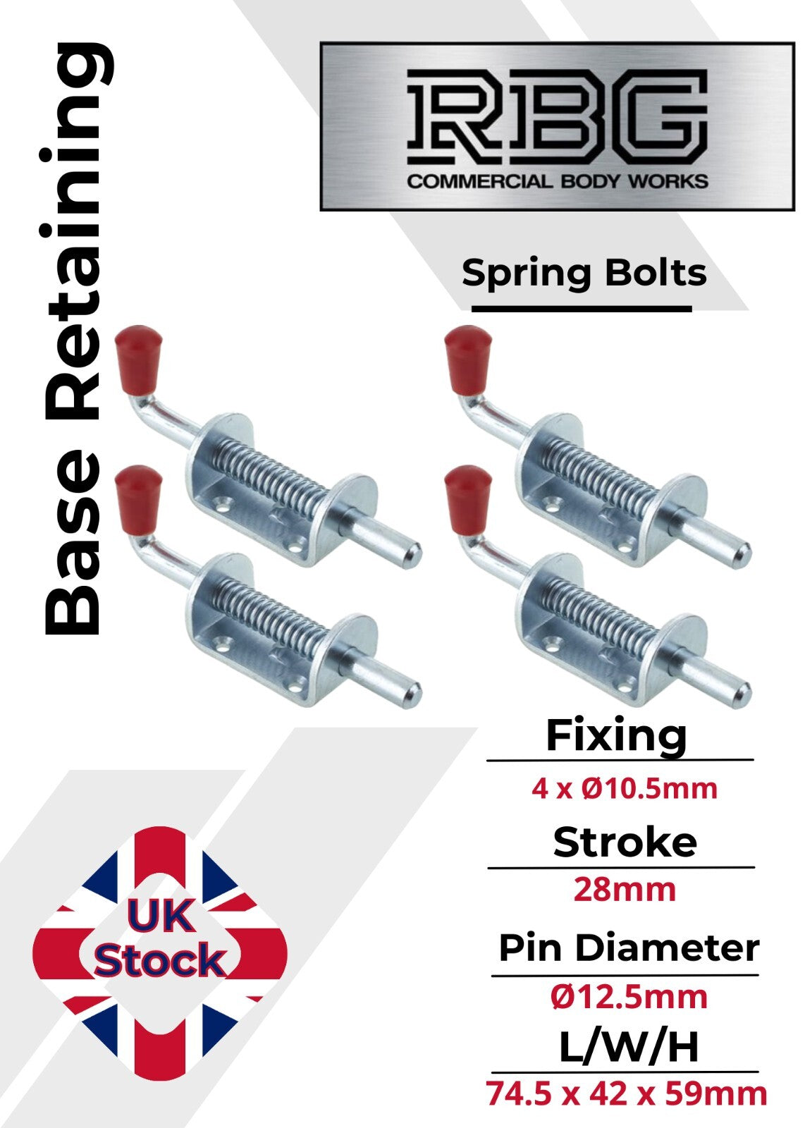 Spring Loaded Retaining Shoot Bolts - Gate Door Catch Stable Horse Box Trailer