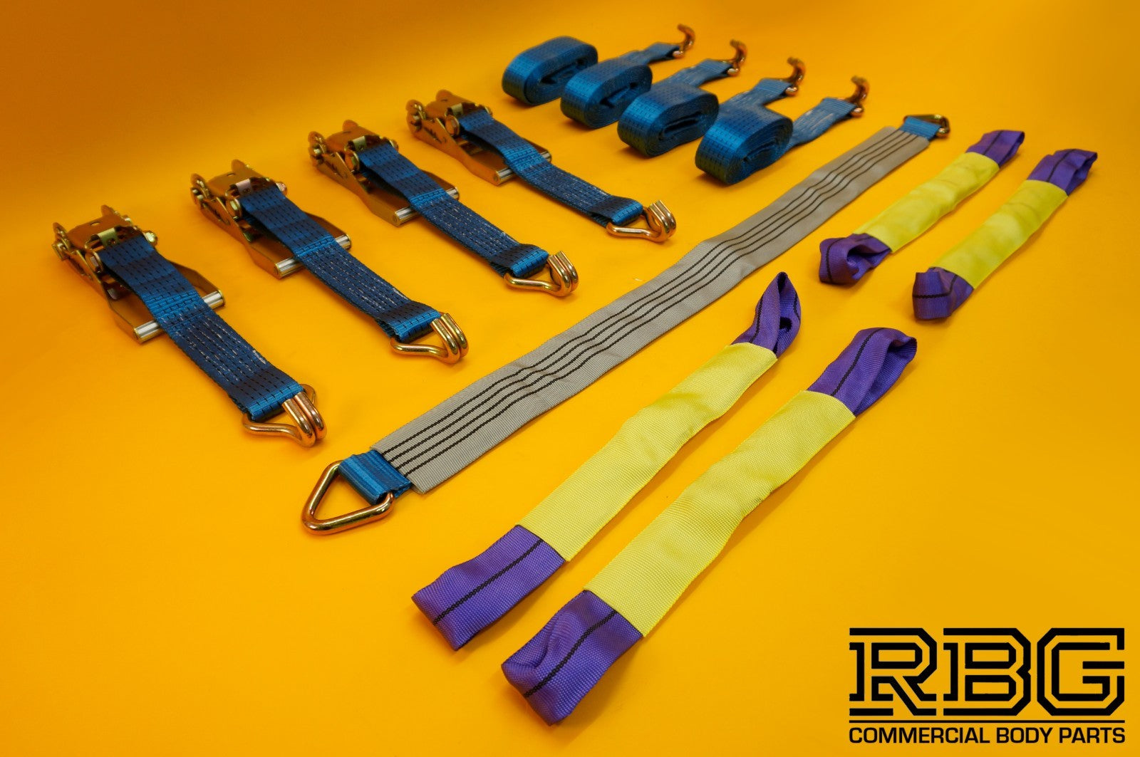 Ratchet Strap Tie Down 5Ton 4x + Axle Recovery Strap 1m x 50mm Lashing Cargo 4m