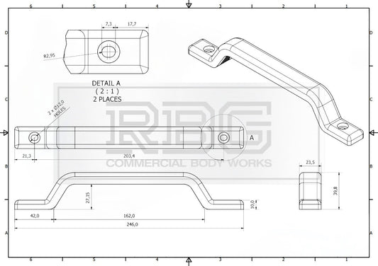 Grab Pull Handle Plastic 246mm Black Trucks, Trailers, Buses, Vans, Horseboxes