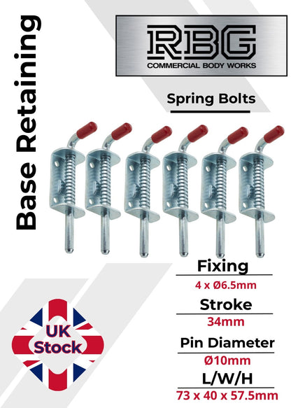 Spring Loaded Retaining Shoot Bolts - Gate Door Catch Stable Horse Box Trailer