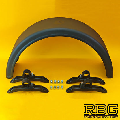Single Wheel Round Mudguard + Brackets with Plastic Clasp 840x270mm Domar Truck