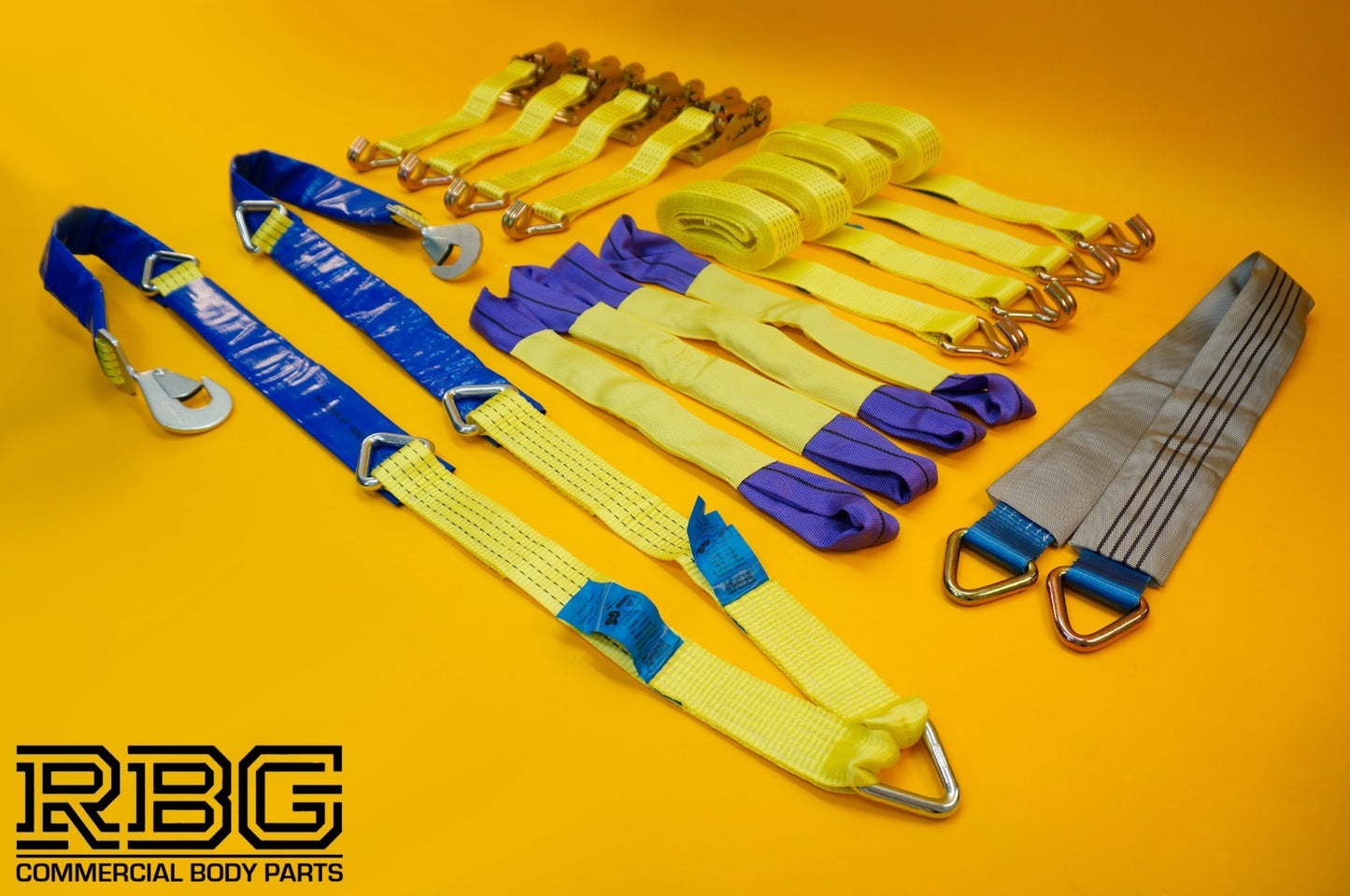 Axle Recovery Strap + Winching Assistance Strap + 4x Tie Down Ratchet Strap 5ton