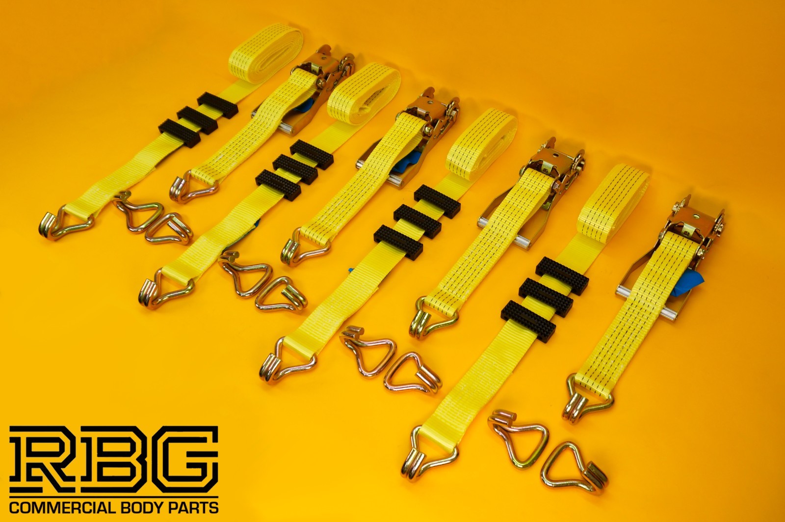 Tie Down Ratchet Strap 5Ton Over Wheel Recovery High-Visibility Yellow 4Pc SET
