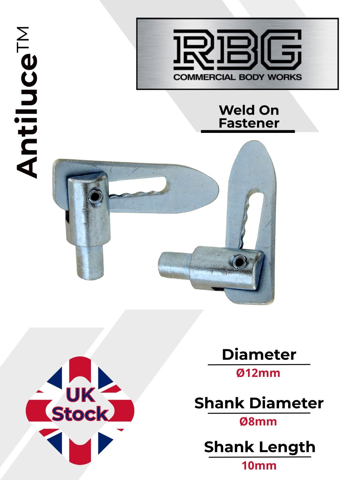 Antiluce™ Fasteners, Z/P Drop Lock Horsebox, Trailer, Pickup Tailgate Anti-Luce