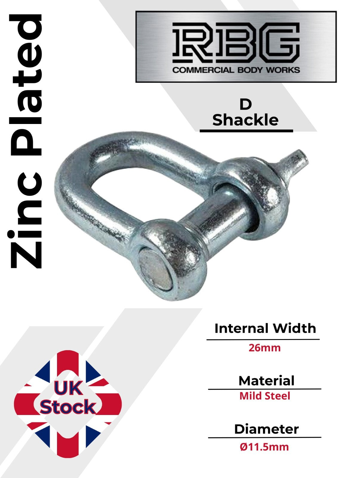 D Shackle Heavy Duty Hex Flush Pin Dee Shackle 19.5mm - 26mm Load Securing