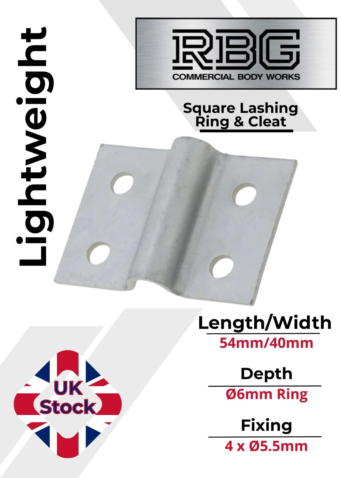 2x Square Lashing Ring & Cleat Zinc Plated for Trailer Caravan Horsebox Truck