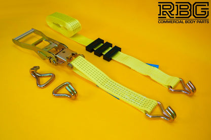 Tie Down Ratchet Strap 5Ton Over Wheel Recovery High-Visibility Yellow 4Pc SET