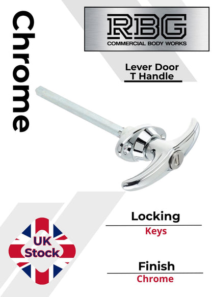 Chrome Locking T Handle T Shape Handle Trailer Doors Horsebox Caravan Camper