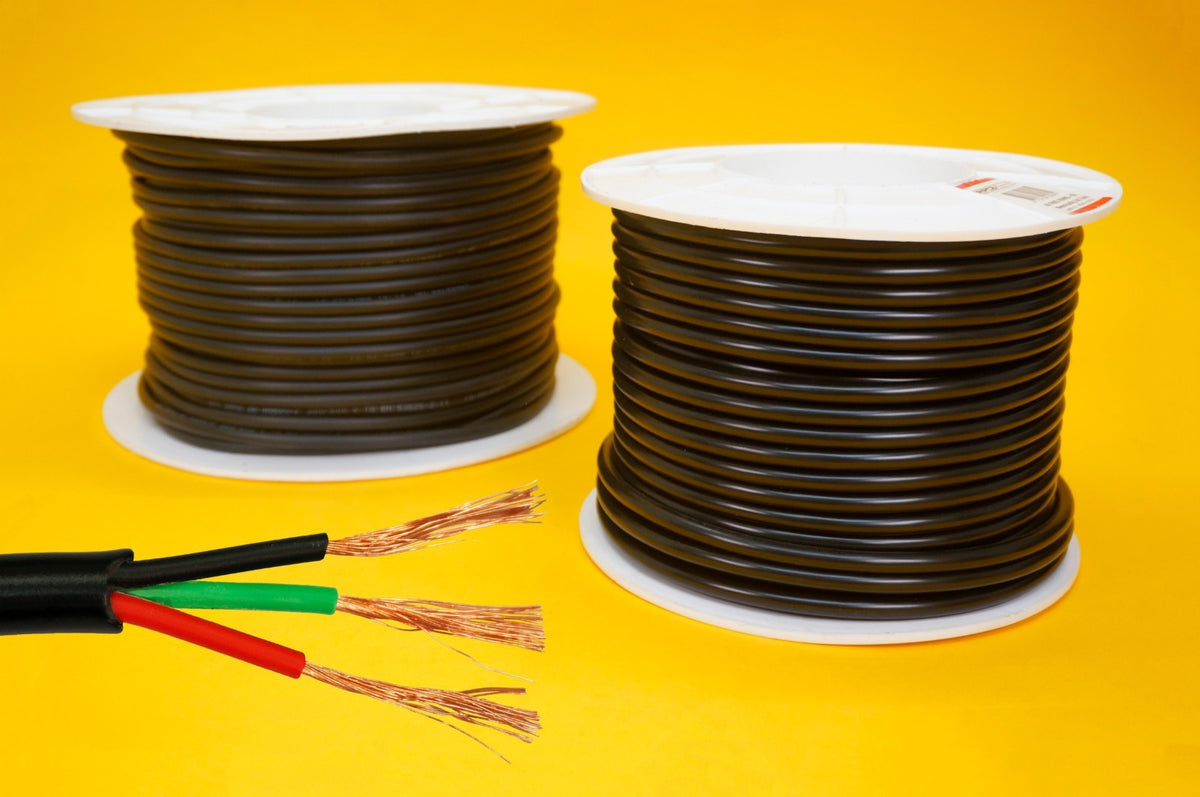 3 Core Cable 12v 24v ROUND Black Thin Wall Automotive Marine Wire VARIOUS AMP