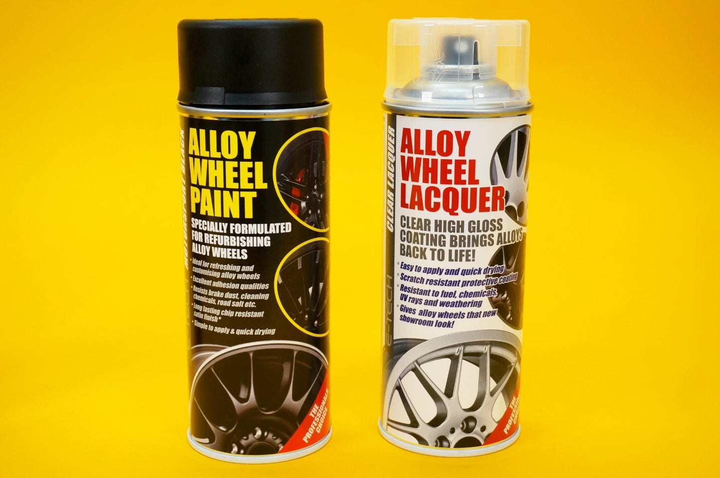 Alloy Wheel Paint MOTORSPORT BLACK + Clear Lacquer Spray Refurbishment Kit Car