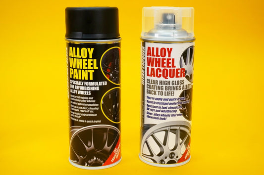 Alloy Wheel Paint MOTORSPORT BLACK + Clear Lacquer Spray Refurbishment Kit Car