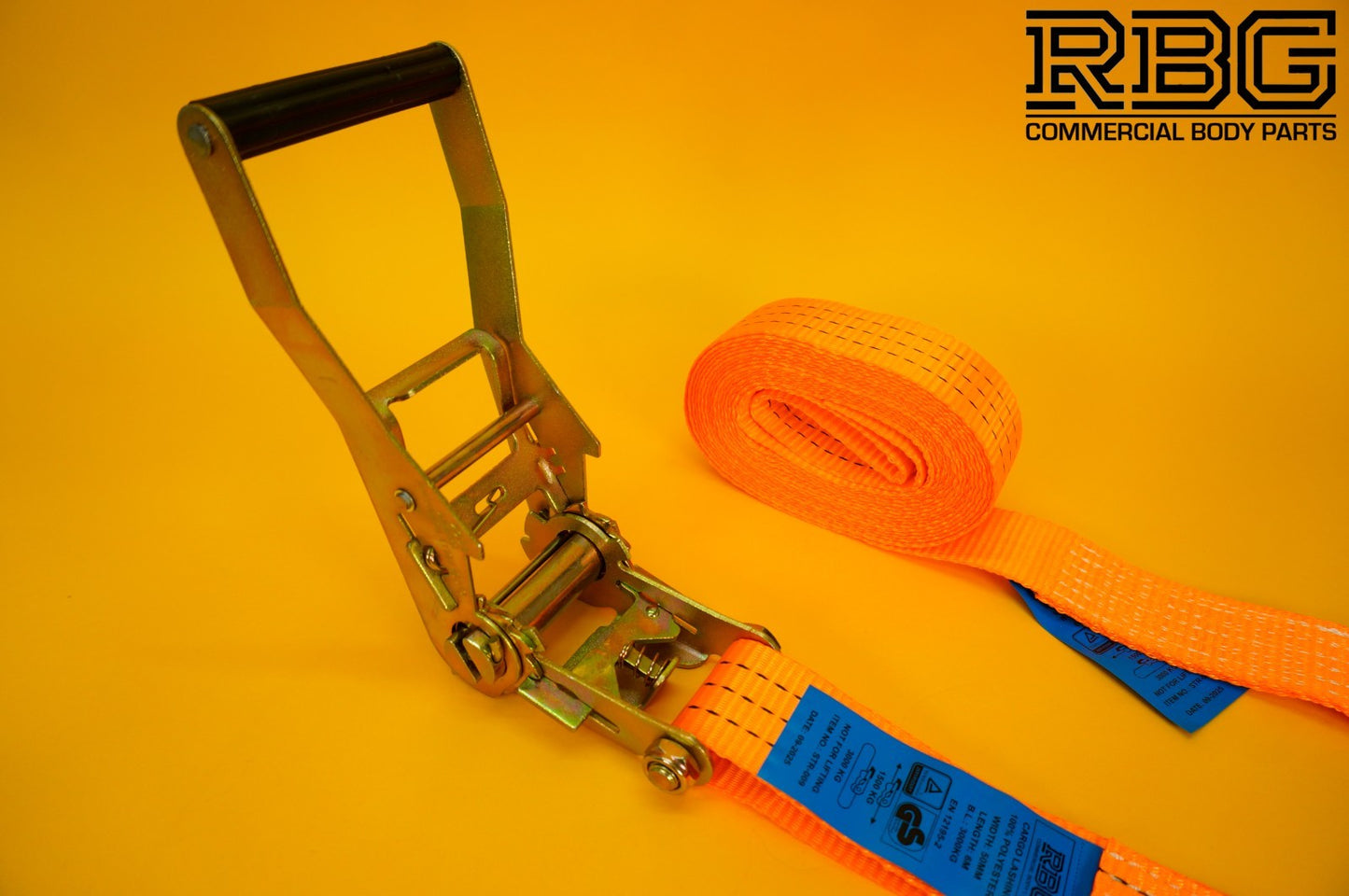 Ratchet Tie Down Strap 3Ton 50mm High-Visibility Orange 6m Lashing Cargo Safety