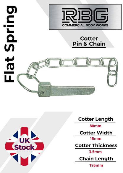 1x Flat Sword Cotter Pin Tab Washer & Chain Trailer Horsebox Dropside Tail Gate