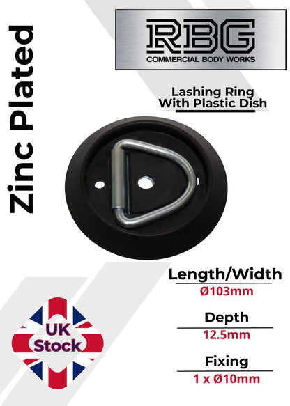 1x Tie Down Lashing Ring & Base Dish, Zinc Plated  Trucks Trailers Horsebox