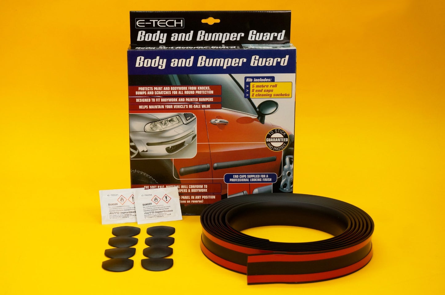 Body and Bumper Guard Kit 5m Black Rubber Moulding Strip + End Caps 47mm E-TECH