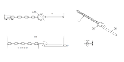 Tailboard Forket Lug 137mm Pin & Chain for Truck Dropside Tipper Trailer 1Pc SET