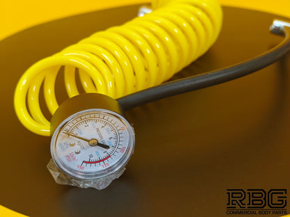 Air Compressor Pressure Gauge, Inflator Hose Connector & Recoil Hose Assembly
