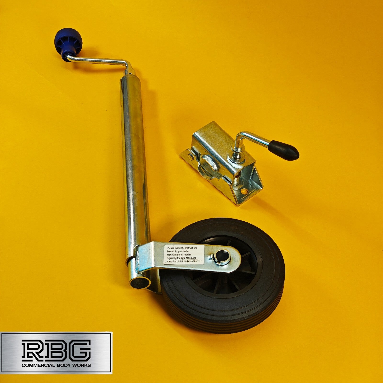 34mm Jockey Wheel + Clamp For Trailer / Caravan 75Kg Standard Duty 560mm-810mm